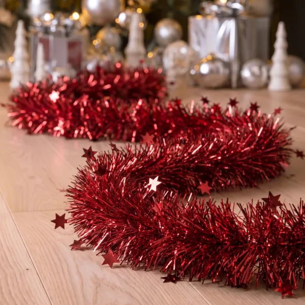 Guirnalda de Navidad (D10 cm) estrellada Alpine Rojo