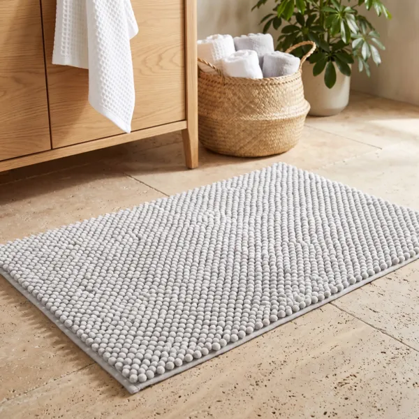 Badteppich Mikrofaser (50 x 80 cm) Boules Hellgrau