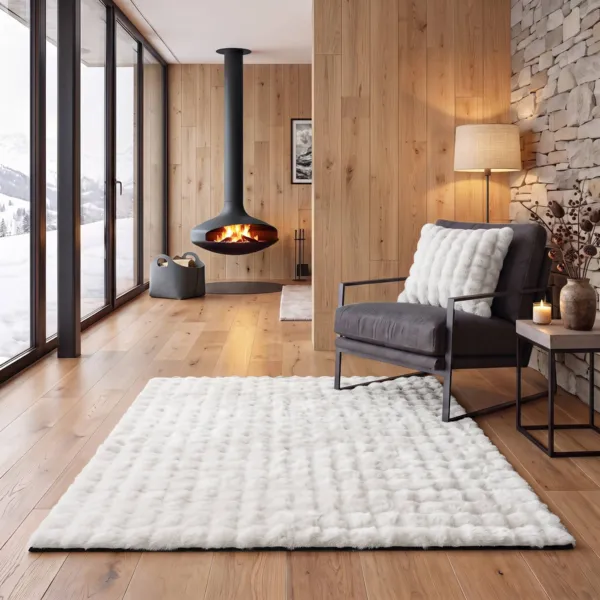 Tappeto rettangolare in pelliccia sintetica (160 x 230 cm) Toronto Avorio