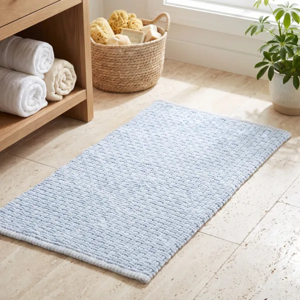 Tappeto da bagno microfibra (45 x 90 cm) Blu chiaro