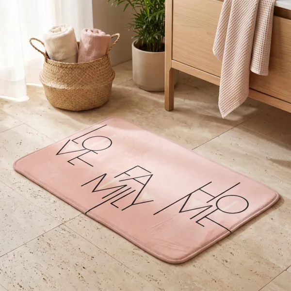 Rechteckiger Badteppich aus Mikrofaser (45 x 75 cm) Minimalistisches Blush-Rosa