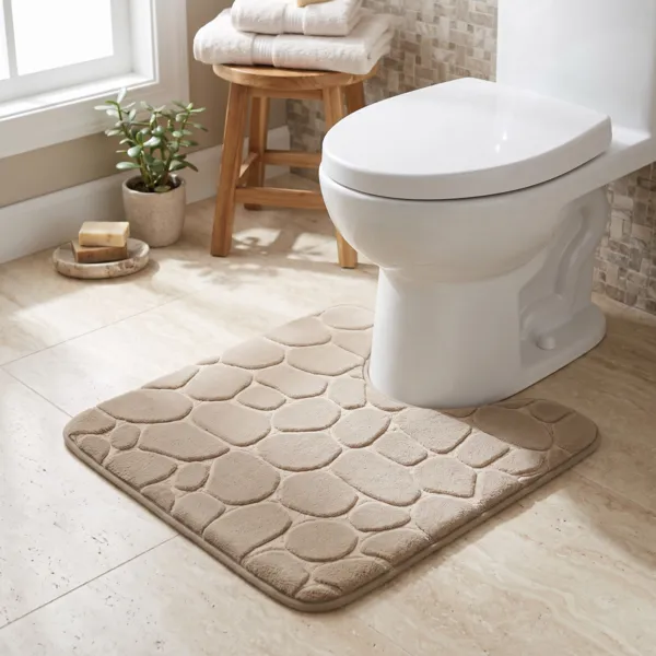 Tapis contour wc m�moire de forme (45 x 50 cm) Galeo Taupe
