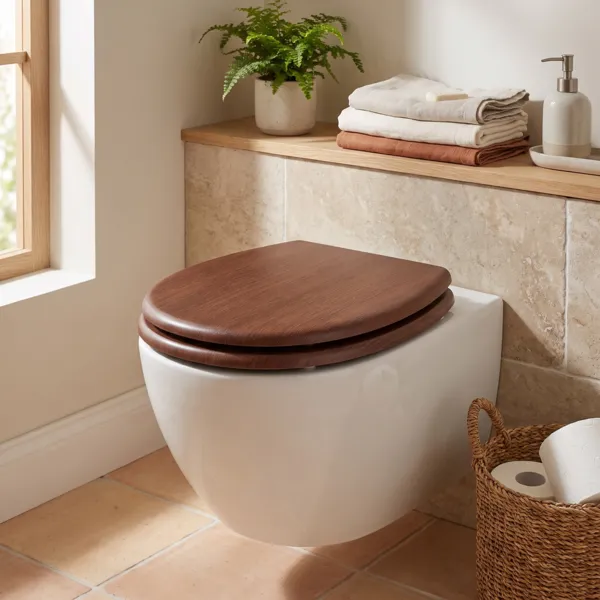 Toiletbril van hout 18 inch Louise Bruin