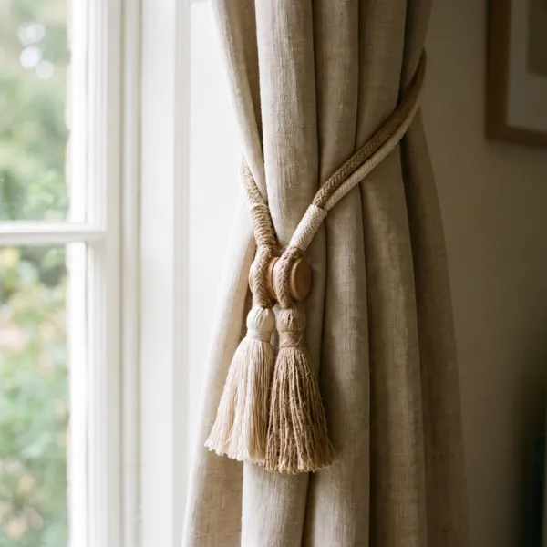 Magnetischer Vorhanghalter Lia Jute Beige