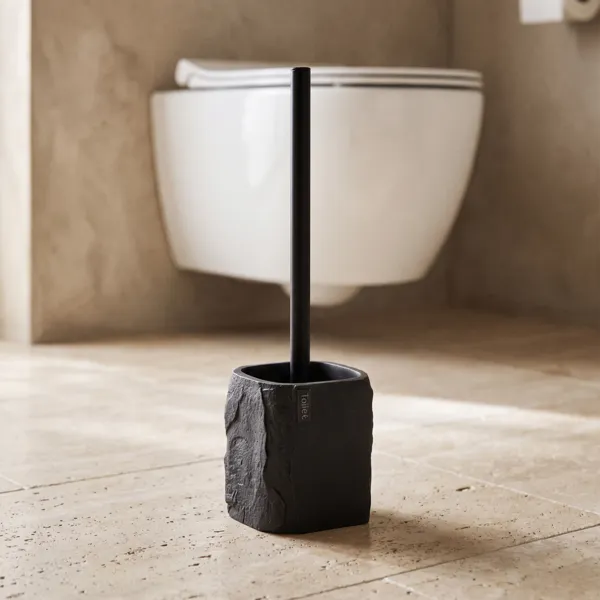 Brosse WC carr�e polyr�sine effet pierre Paola Noir