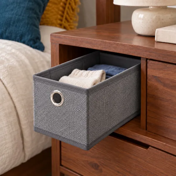 Cesta de almacenamiento plegable de tela (12 x 28 cm) Velmio Gris antracita jaspeado