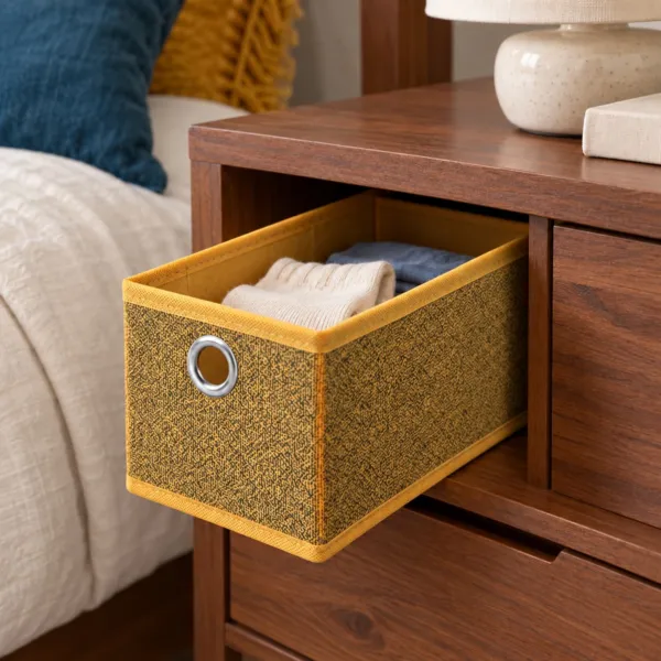 Cesta de almacenamiento plegable de tela (12 x 28 cm) Velmio Amarillo mostaza