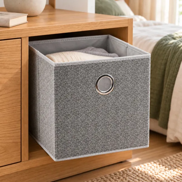 Cesta de almacenamiento plegable de tela (28 x 28 cm) Velmio Gris jaspeado