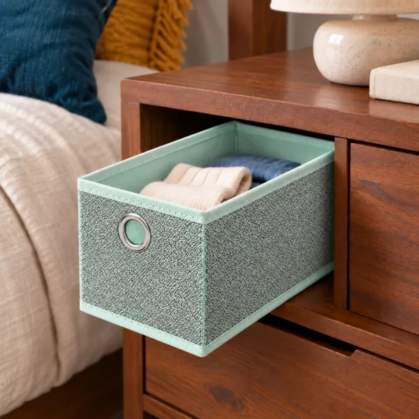 Cesta de almacenamiento plegable de tela (12 x 28 cm) Velmio Verde salvia