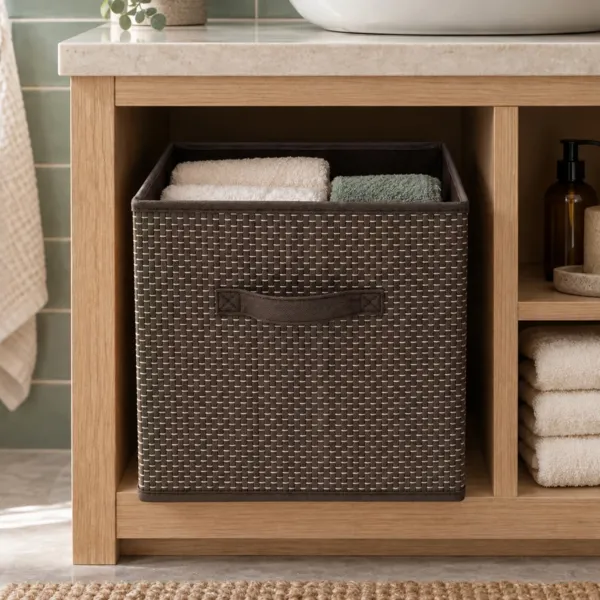 Cesta de almacenamiento plegable de bamb� (28 x 28 cm) Velmio Marr�n