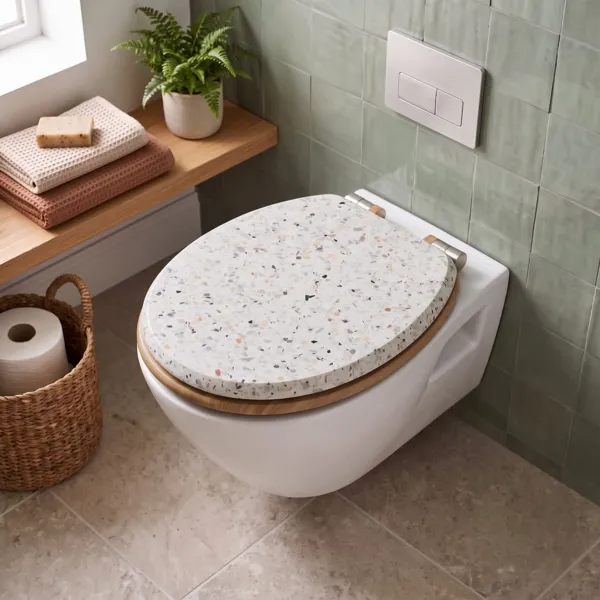 Toiletsæde 18 tommer i Terrazzo-stil