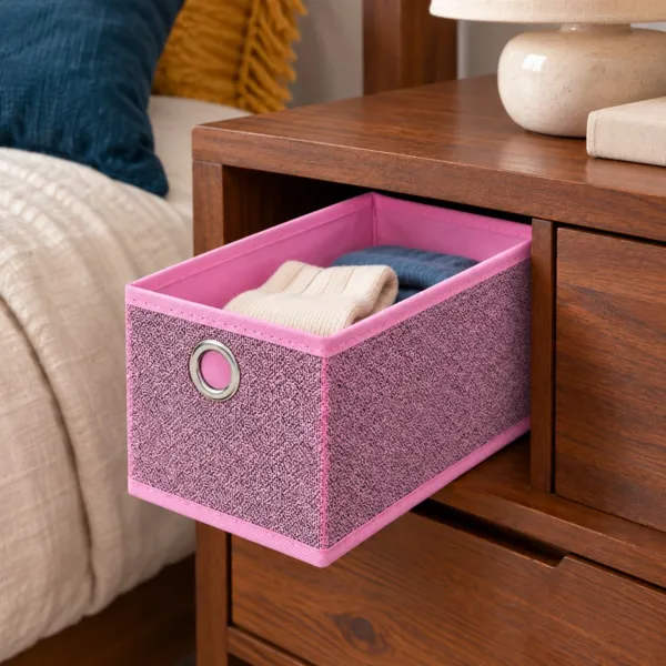 Cesta de almacenamiento plegable de tela (12 x 28 cm) Velmio Rosa rubor