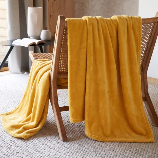 Plaid doux (230 cm) Tendresse Jaune ocre