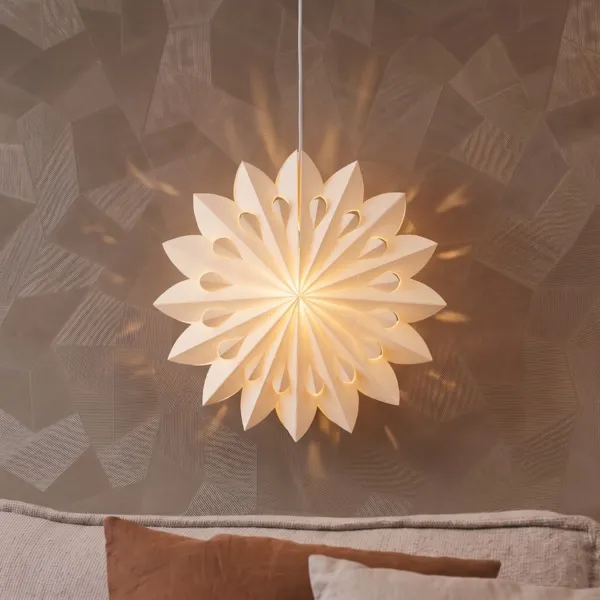 Hangende papieren LED-lamp (D40 cm) Origami Floralia Wit