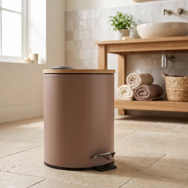 Poubelle � p�dale avec frein de chute Timeless Cappuccino