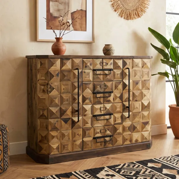 Com� 2 ripiani e 4 cassetti (117,5 cm) Naos Naturale