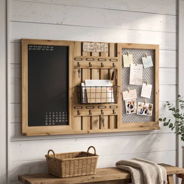 Wandorganizer aus Holz und Metall (56 cm) Tymi naturfarben