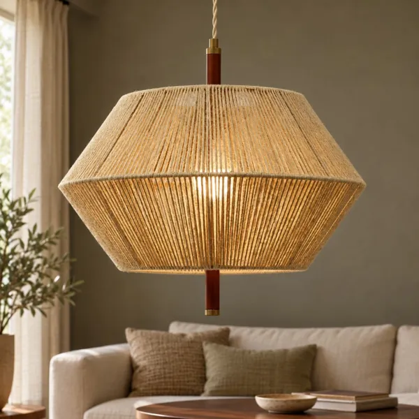 Hängelampe aus Seil (D50 cm) Olivia naturfarben