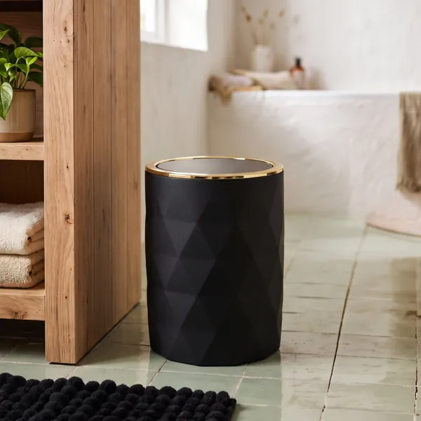 Cubo de basura para ba�o goma 6L Rubby Negro