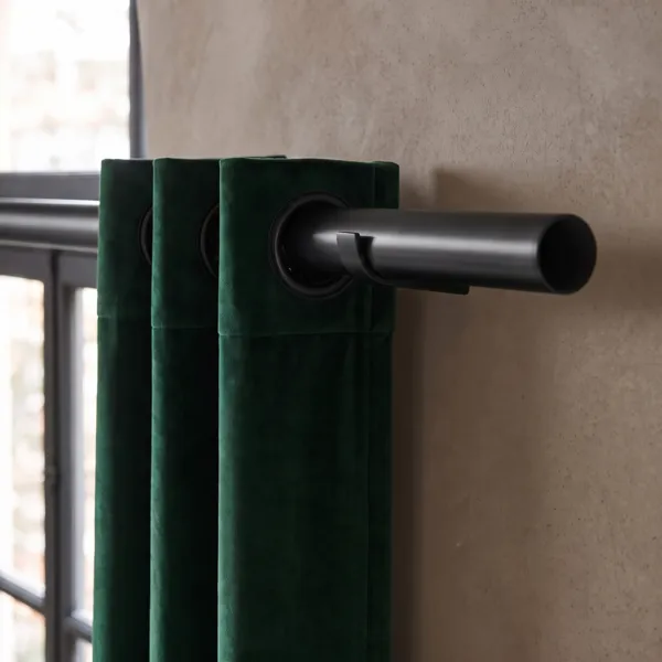 Ausziehbare Vorhangstange Metall (L185 - 350 cm / D28 mm) Lino mattes Schwarz - Vorhangstangen und Zubehör