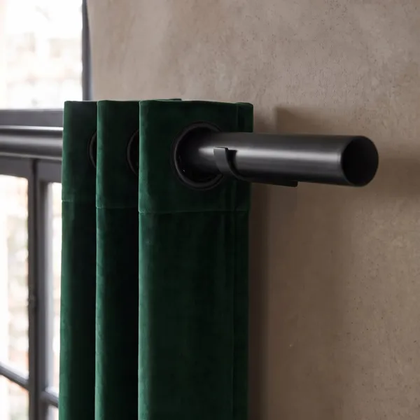 Barra de cortina de metal (L250 cm / D28 mm) Lino Negro mate