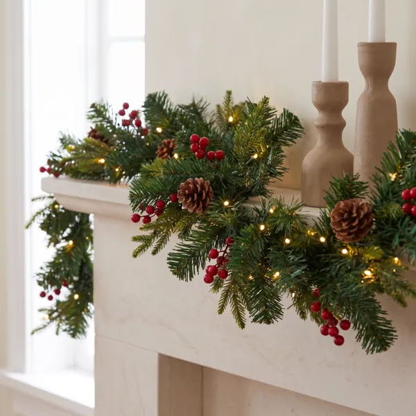 Lichterkette f�r Weihnachtsbaum mit Batteriebetrieb (180 cm) Wister Beeren und Tannenzapfen