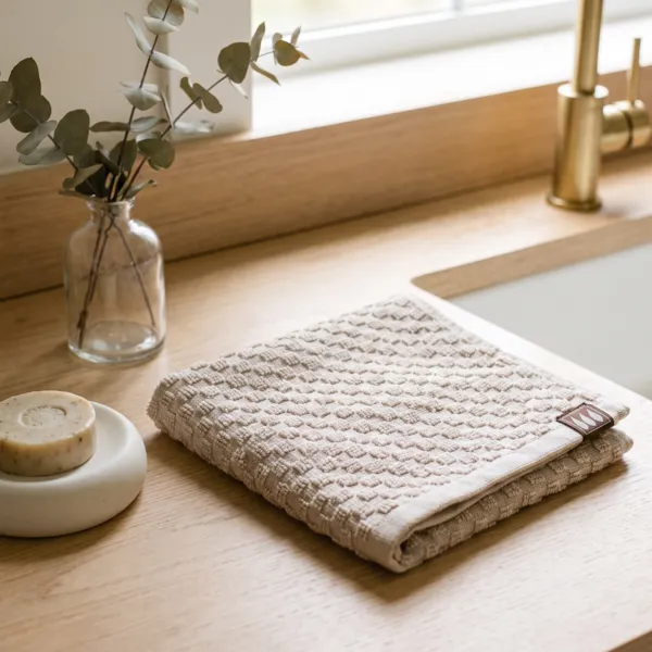 Boho-Chic Baumwollhandtuch (30 x 50 cm) in Beige-Grau