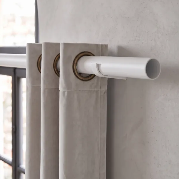 Barra de cortina metal (L160 cm / D28 mm) Lino Blanco mate