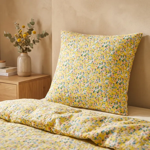 Funda de almohada cuadrada en gasa de algod�n (60 x 60 cm) Abiga�l Amarillo