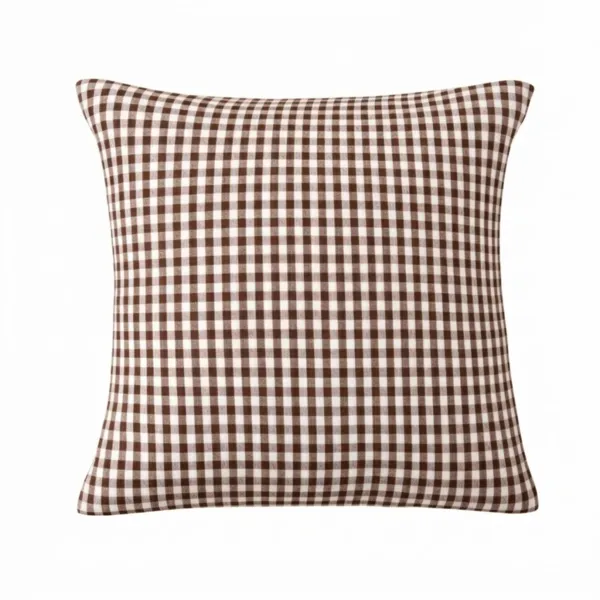 Taie d'oreiller carr�e gaze de coton (60 x 60 cm) Ga�a vichy Brun