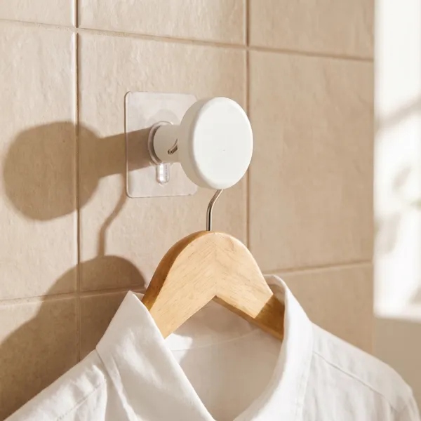Perchero adhesivo (D4,5 cm) Easy Chic Blanco