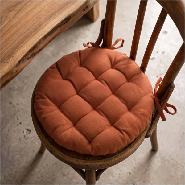 Coussin de chaise rond coton (40 cm) Pixel Terracotta