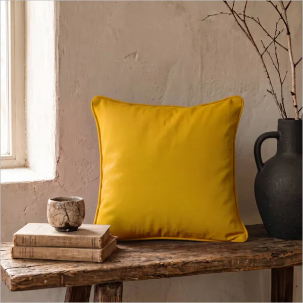 Cuscino quadrato in cotone (40 x 40 cm) Pixel Giallo senape