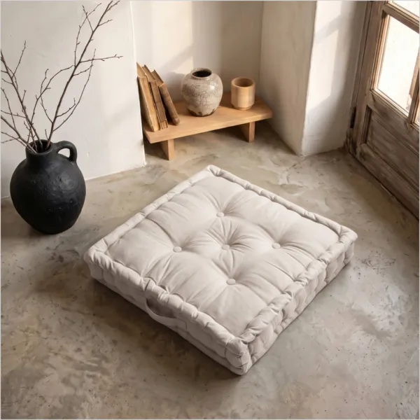 Coj�n de suelo en algod�n (50 x 50 cm) Pixel Beige