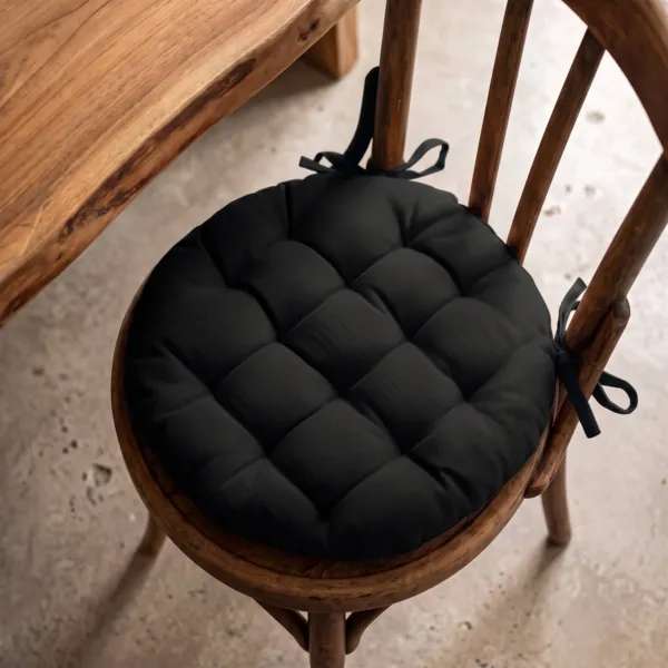 Cuscino rotondo per sedia in cotone (40 cm) Pixel Nero