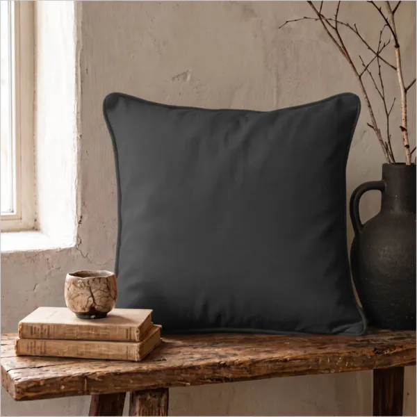 Coussin carr� coton (60 x 60 cm) Pixel Gris anthracite