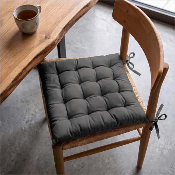 Coussin de chaise carré coton (40 x 40 cm) Pixel Gris anthracite