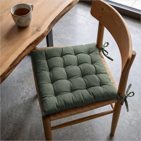 Coussin de chaise carré coton (40 x 40 cm) Pixel Vert kaki