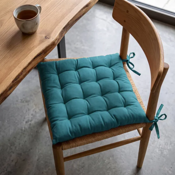 Coussin de chaise carré coton (40 x 40 cm) Pixel Bleu canard
