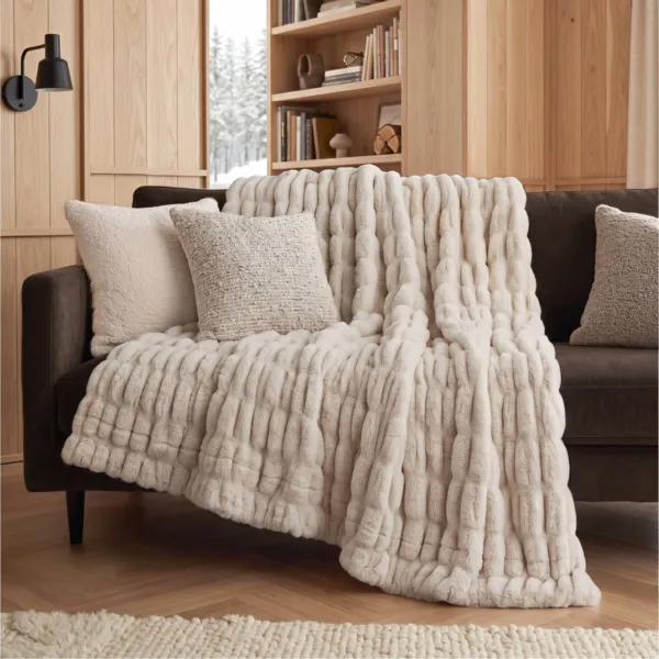 Kunstfellplaid (210 x 240 cm) Yari Beige