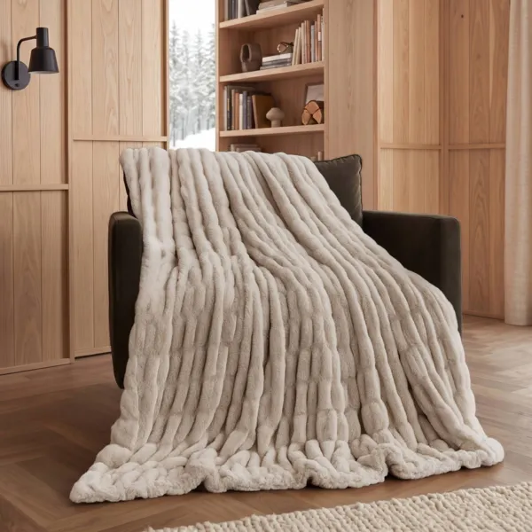 Kunstfellplaid (180 x 210 cm) Yari Beige