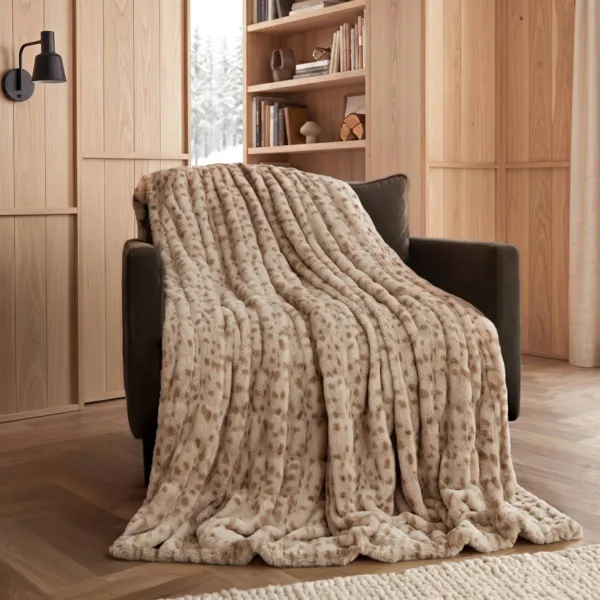 Kunstfellplaid (140 x 210 cm) Yari Cremewei� gesprenkelt