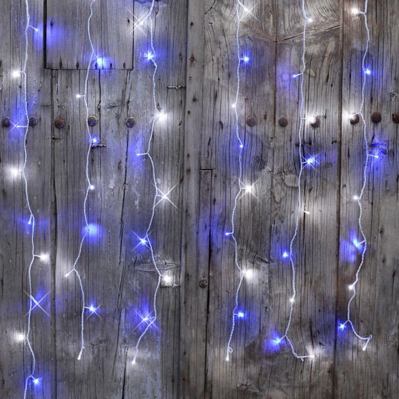 Rideau led flicker light® blanc pur & bleu - 2,00 mx2,00 m - RETIF