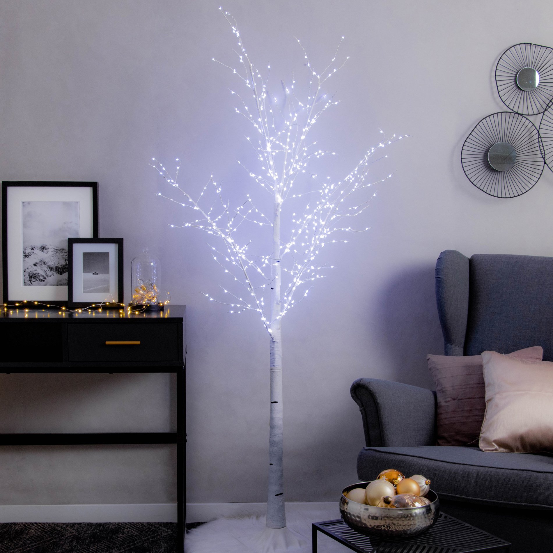 Bouleau lumineux Wills Micro LED H180 cm Blanc froid - Sapin et arbre  artificiel - Eminza