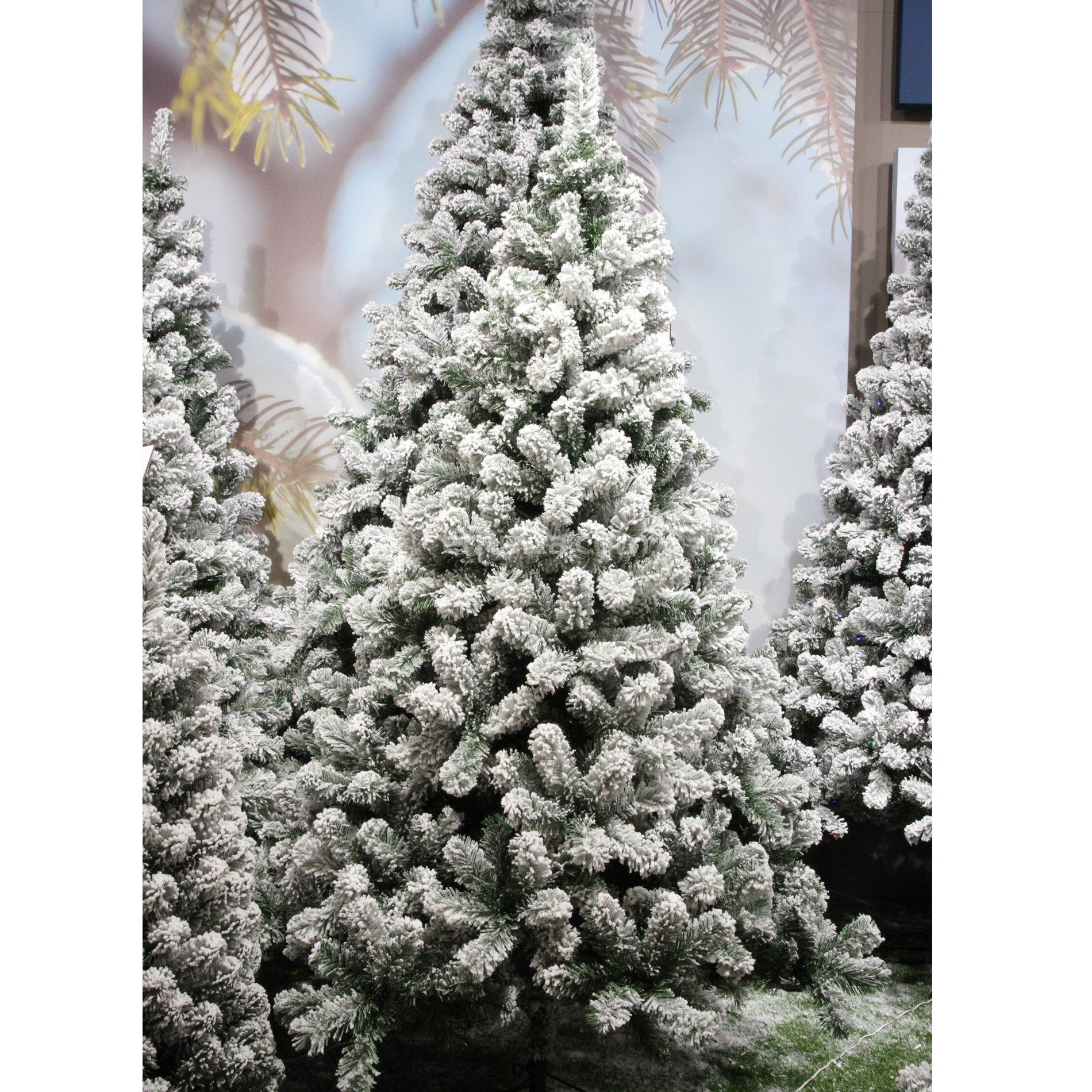 Albero di Natale abete artificiale bianco innevato 210 cm Fiocco