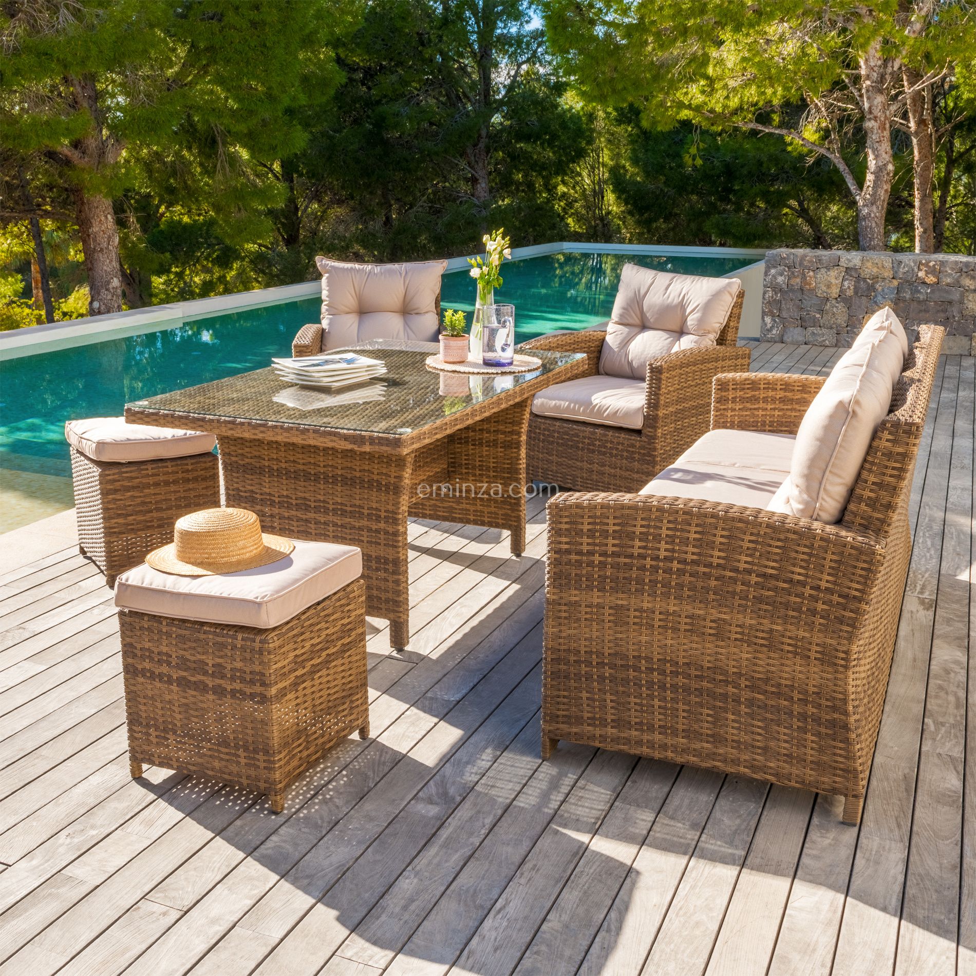 Salon De Jardin R sine Tress e 7 Places Tivoli Naturel Beige Salon 