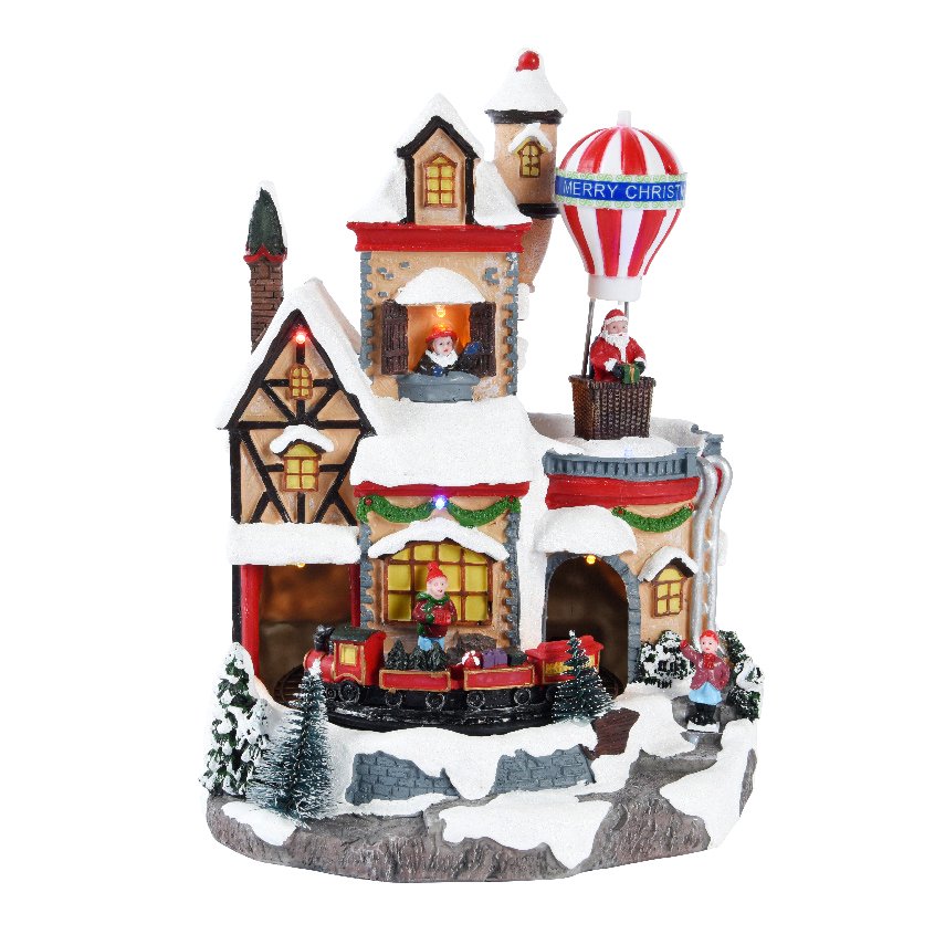 Village De Noël Lumineux à LED – Maisons En Résine Avec Figurines, Déco De Table Ou Cheminée (lot De 3)