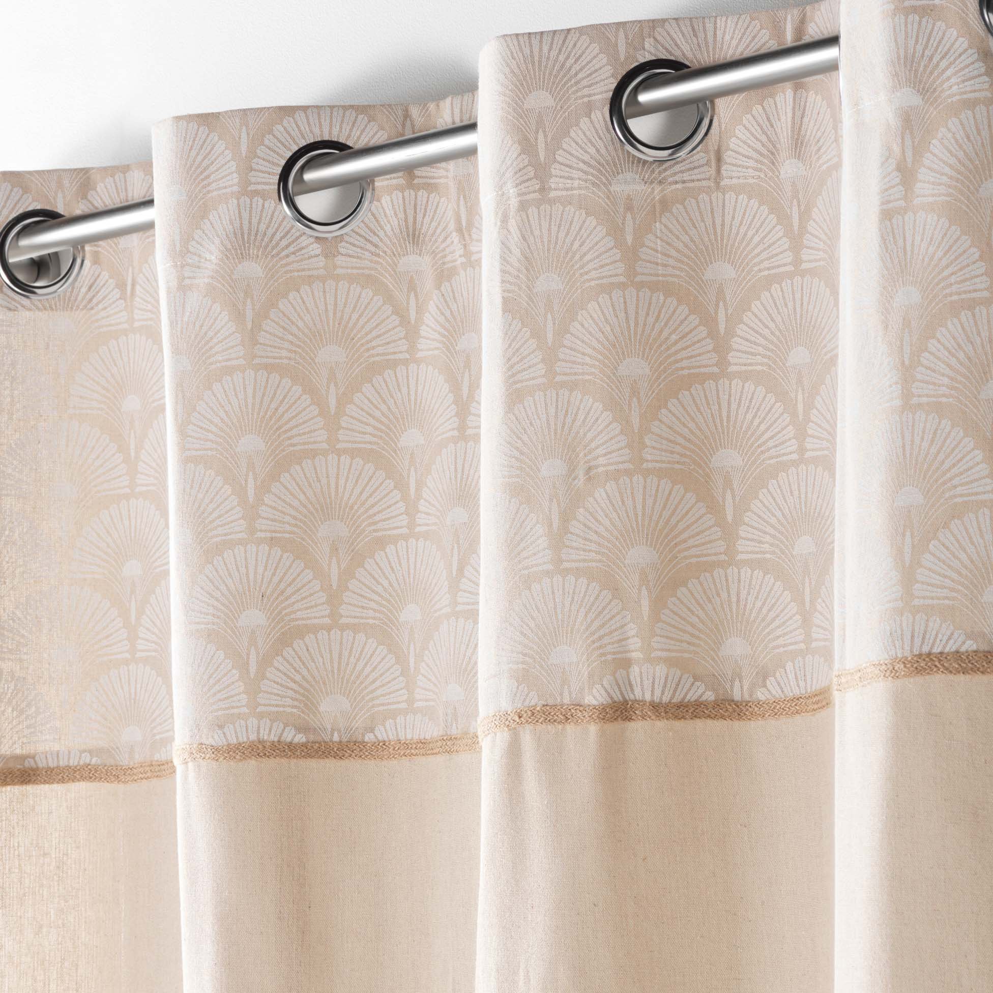 Douceur D'Intérieur Bahina Tenda Con Occhielli 140x240 Cm - Policotone Con Stampe E Iuta, Morbida E Naturale