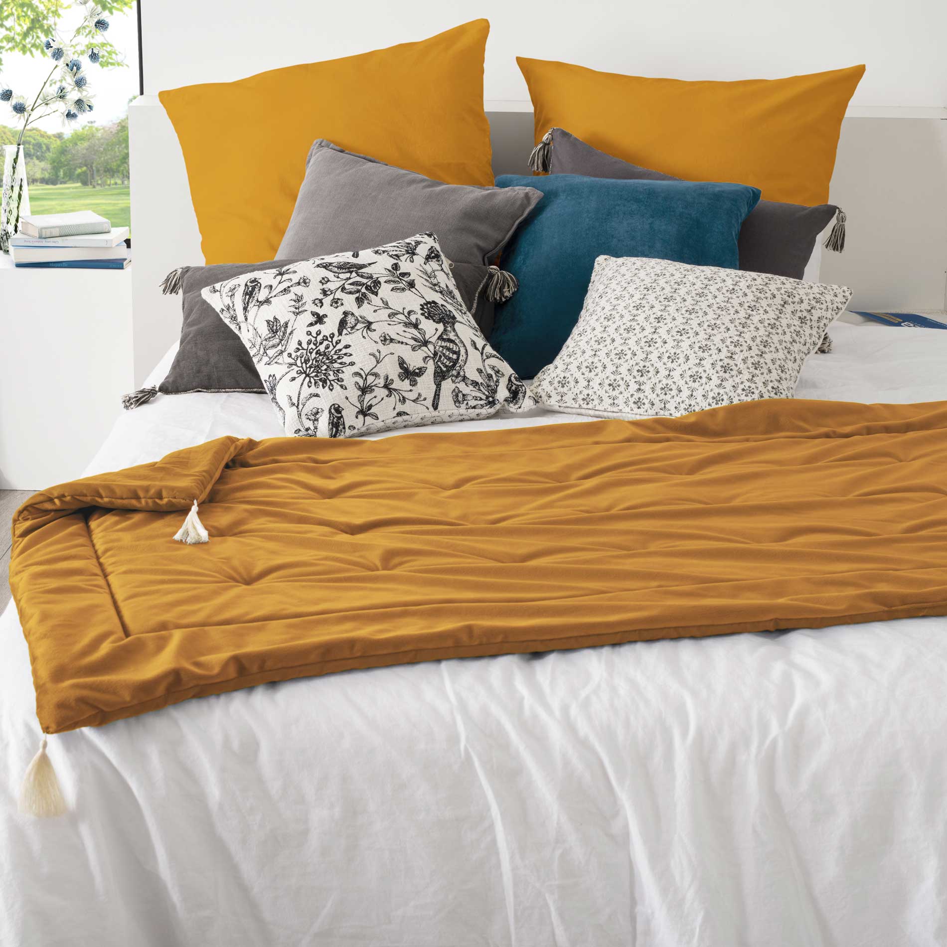 Colcha de terciopelo para cama, color gris amarillo, tamaño 150x200 cm,  200x220 cm, 230x250 cm