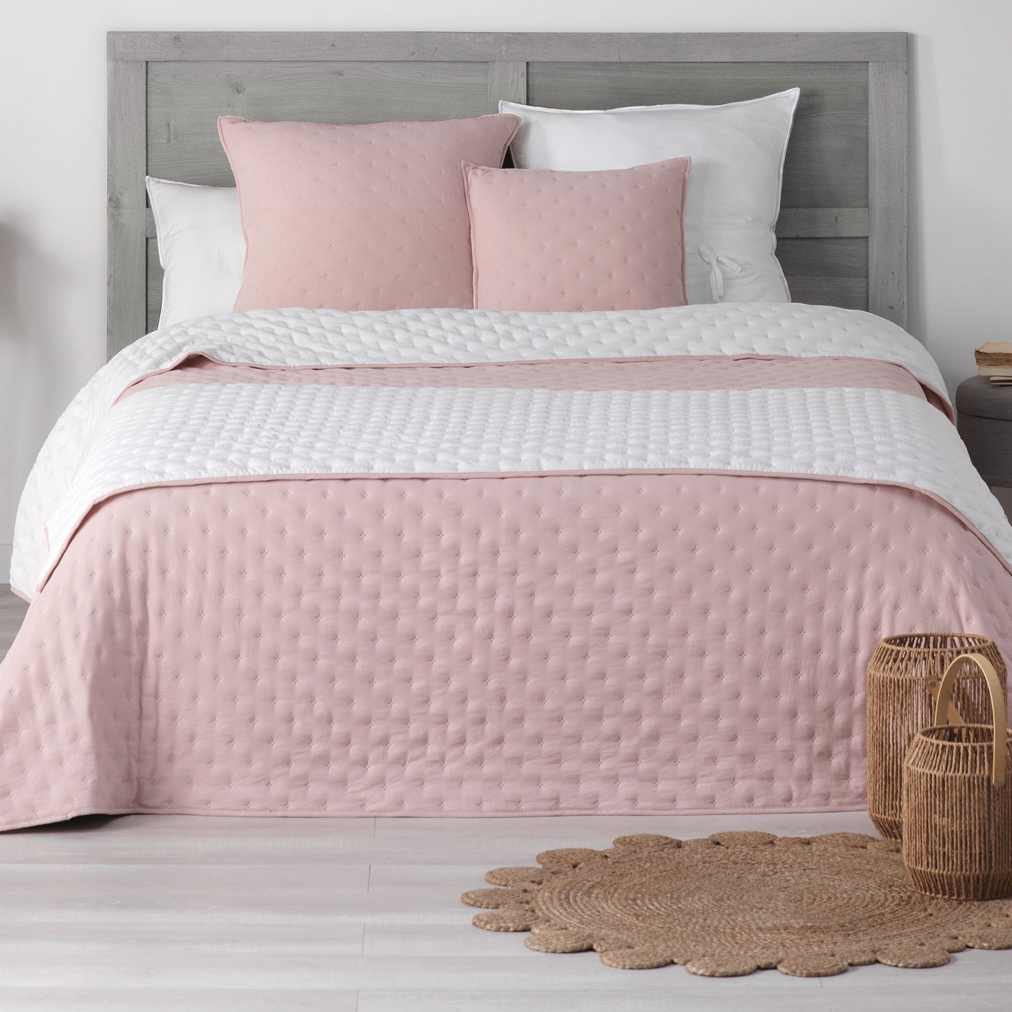 Camino de cama rosa para pie de cama, decoración de terciopelo